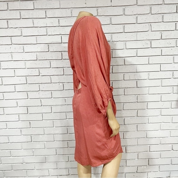 Anthropologie Women’s Puff-Sleeve Wrap Mini Dress in Pink - Picture 8 of 12